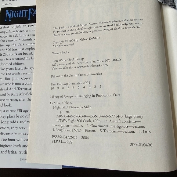 Night Fall Novel by Nelson DeMille, Hardcover, Pre-owned, Vintage - Picture 7 of 9